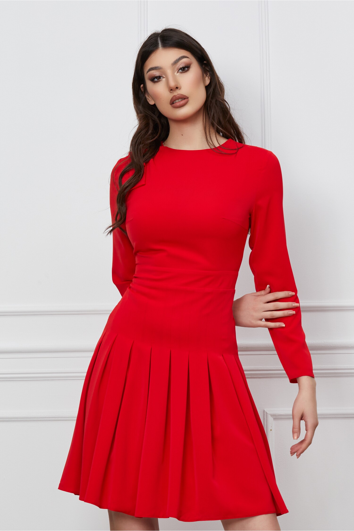 rochie-dy-fashion-rosie-cu-pliuri-pe-fusta-si-funda-pe-umar-1263502-1023835-4