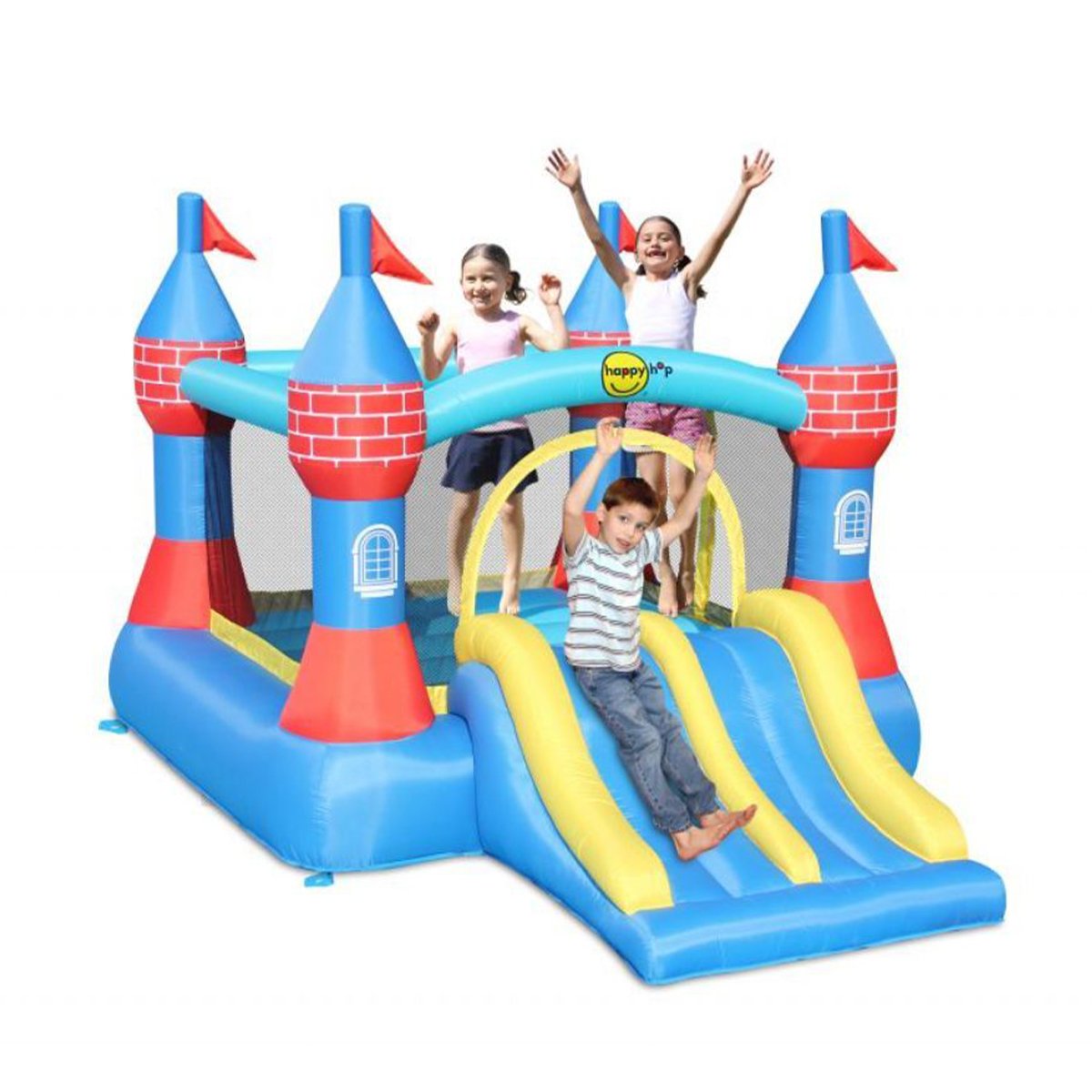 6933491995125_saltea_gonflabila_happy_hop_castel_cu_tobogan_dublu