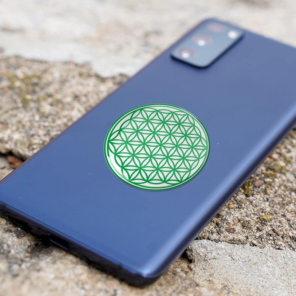 8098-Abtibild-stiker-3D-cu-Floarea-Vietii-Simbolul-vietii-verde-telefon