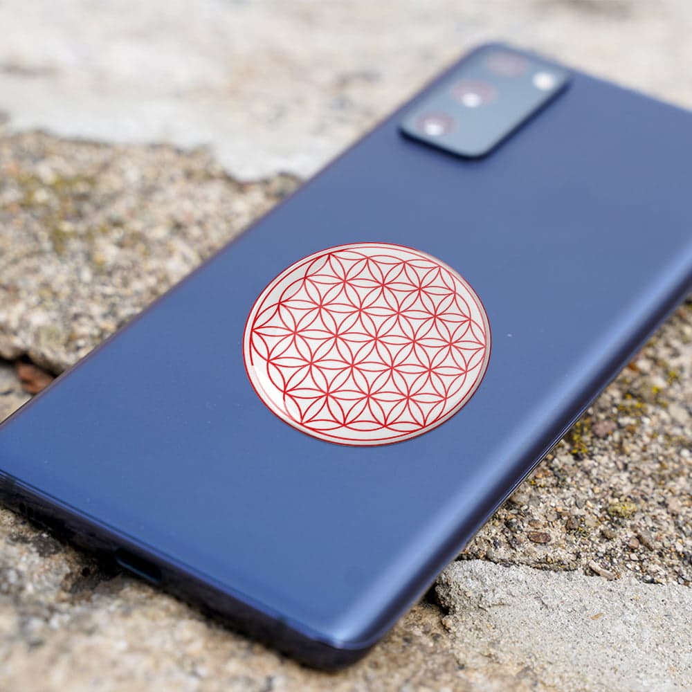 8099-Abtibild-stiker-3D-cu-Floarea-Vietii-Simbolul-vietii-rosu-telefon
