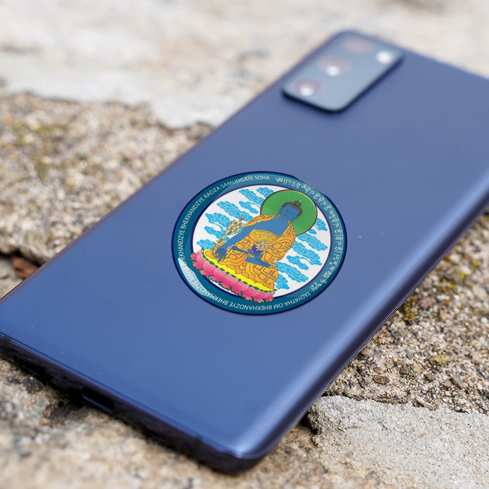 8104-Abtibild-stiker-3D-pt-telefon-laptop-cu-Buddha-medicinei-albastra-cu-floare-de-lotus-telefon