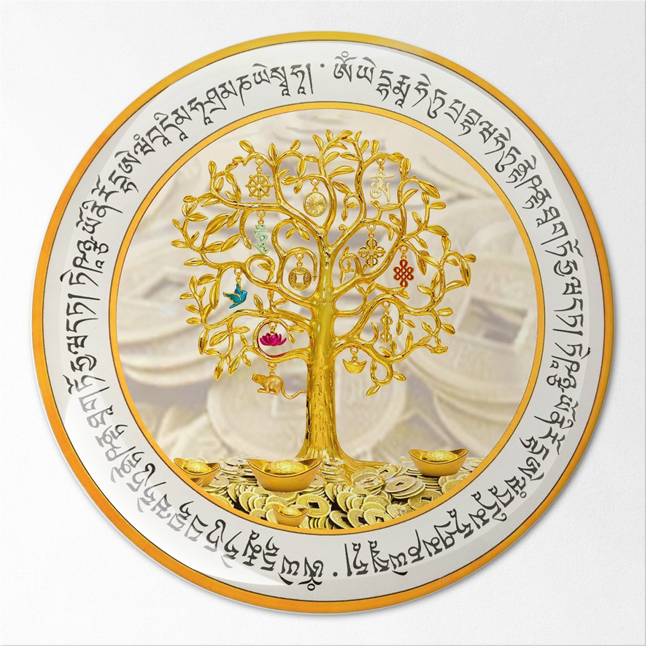 8108-Abtibild-stiker-3D-cu-copacul-prosperitatii-monede-chinezesti-pepite-mantre-si-cele-8-simboluri-fata