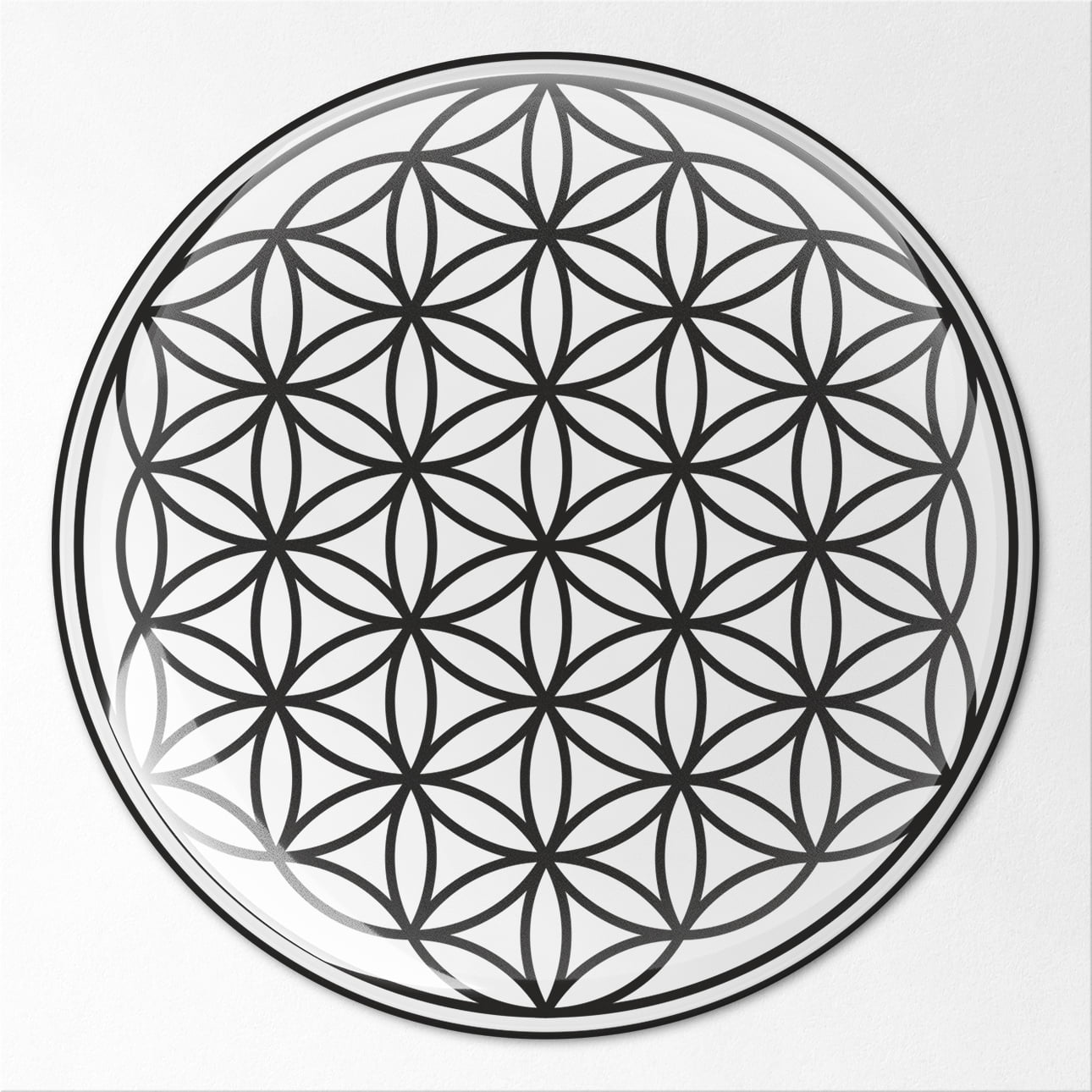8122-Abtibild-stiker-3D-cu-Floarea-Vietii-Simbolul-vietii-negru-transparent-fata