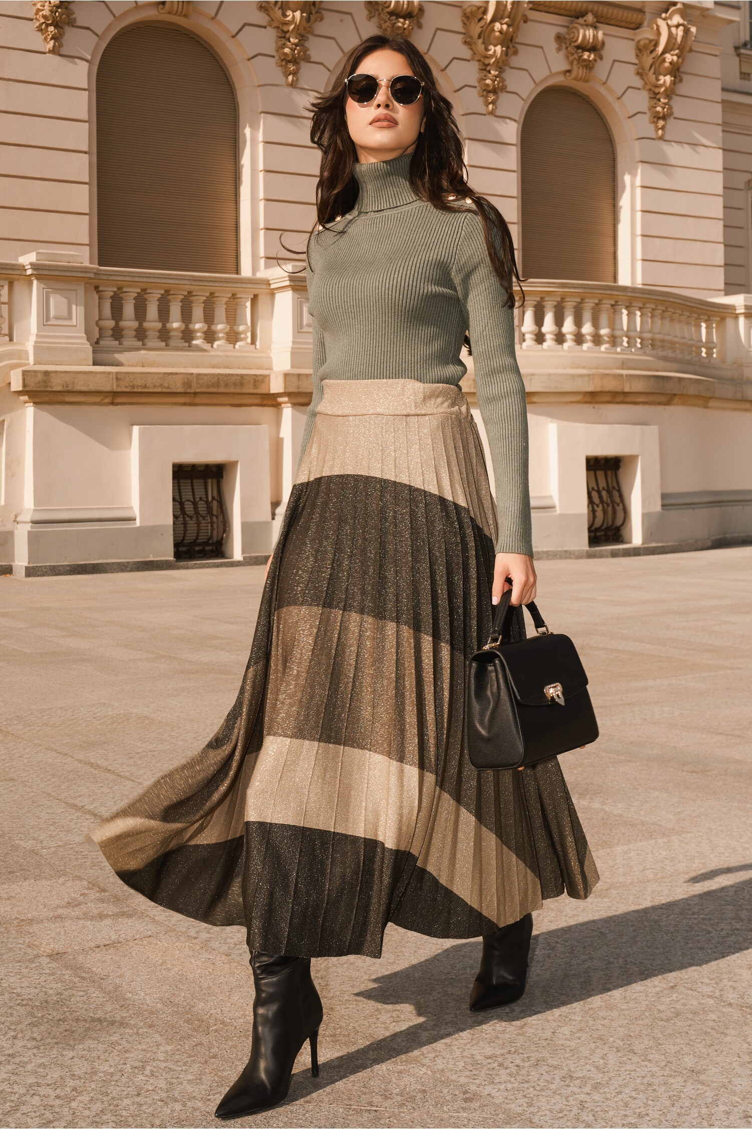 fusta-midi-din-lurex-kaki-cu-bej-si-pliuri-1336910-1084112-4