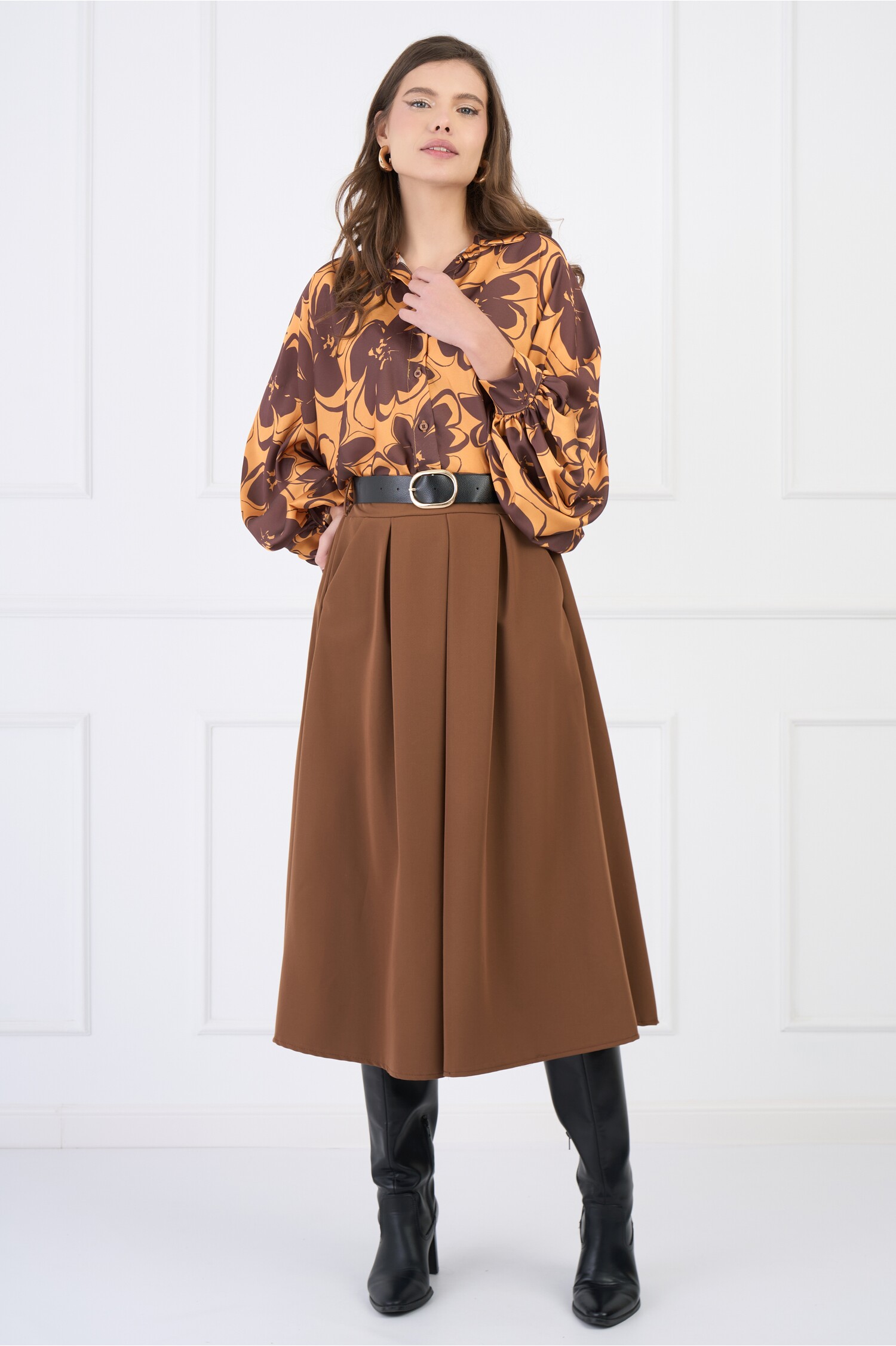 fusta-office-din-stofa-maro-camel-midi-cu-pliuri-si-curea-in-talie-1330373-1080374-4