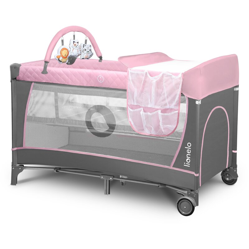 lionelo-patut-pliant-cu-nivel-suplimentar-si-arcada-flower-gri-roz-2260304-4