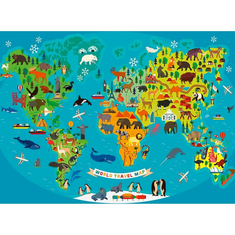 puzzle-harta-lumii-cu-animale-150-piese-1957526-4
