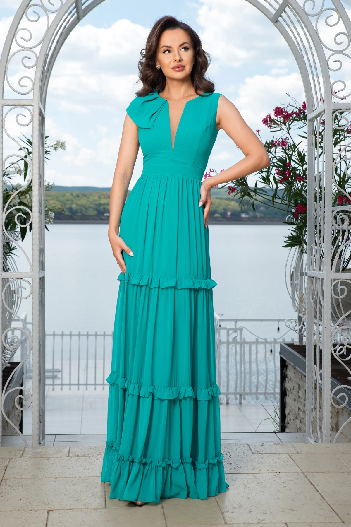 rochie-de-seara-fofy-turquoise-cu-volane_85233