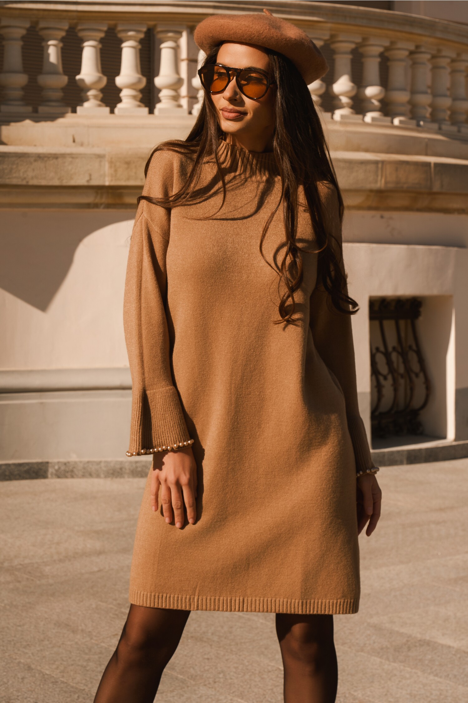 rochie-din-tricot-maro-camel-cu-perle-la-maneci-1339046-1084934-4
