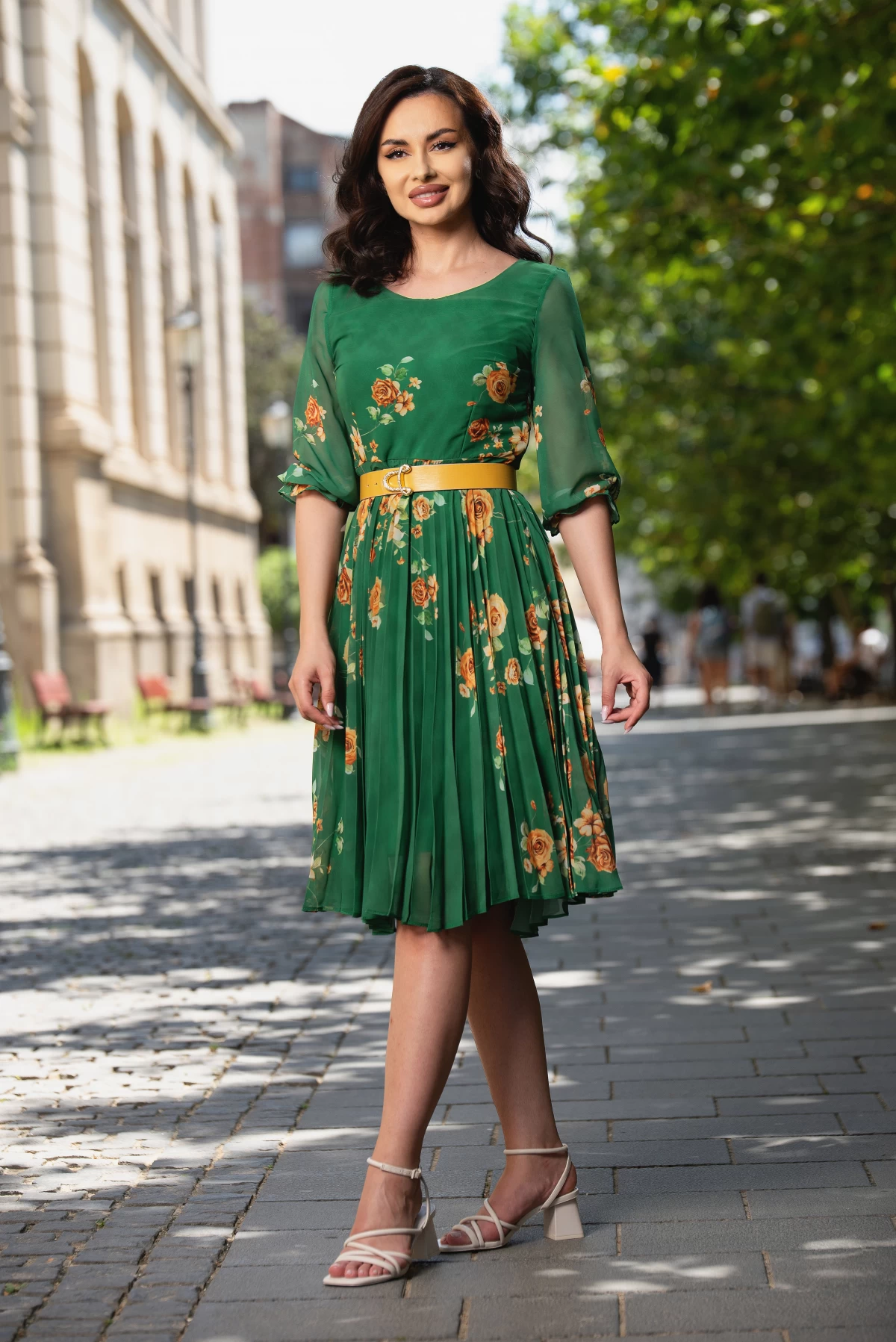rochie-din-voal-plisat-nicole-verde_77460
