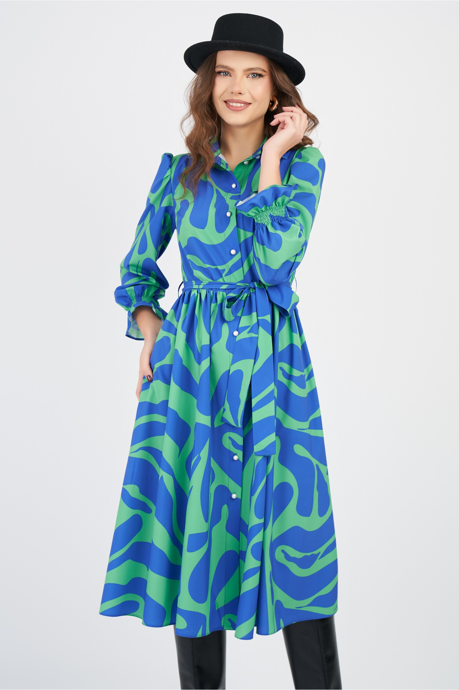 rochie-dy-fashion-albastra-cu-imprimeuri-verzi-si-cordon-in-talie-1329632-1076210-4