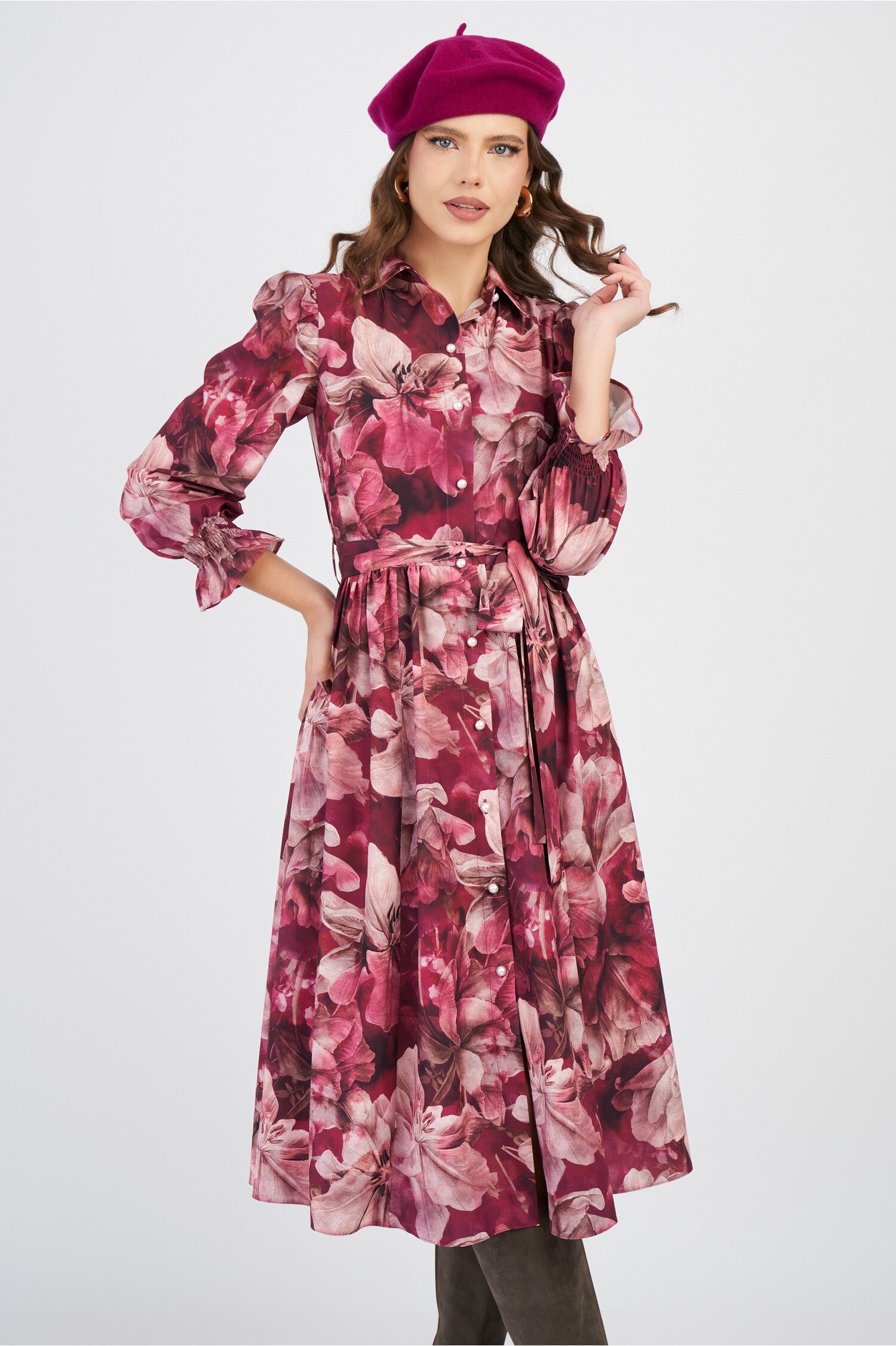 rochie-dy-fashion-cu-imprimeuri-maro-si-cordon-in-talie-1329605-1076240-4
