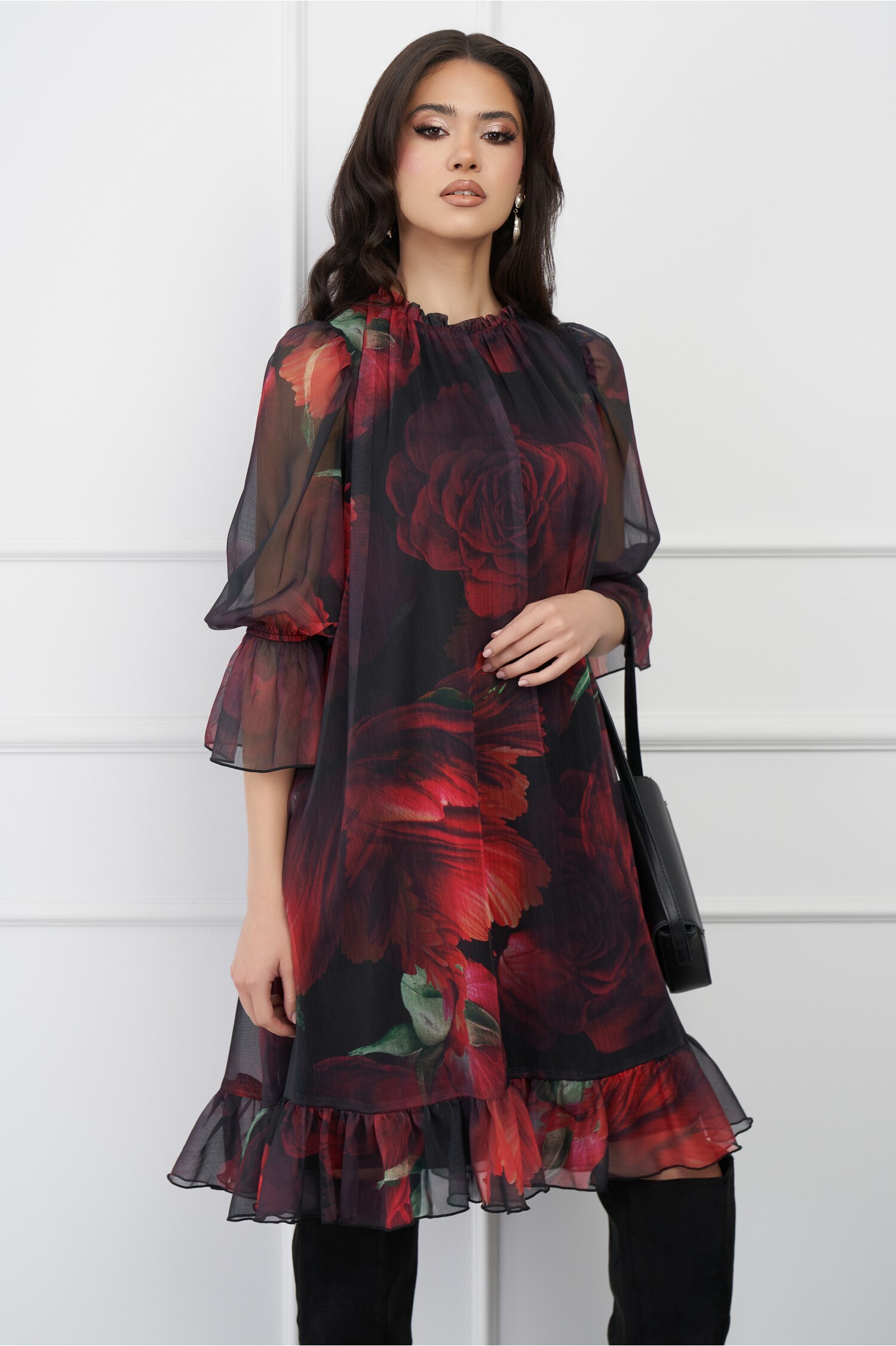 rochie-dy-fashion-neagra-din-voal-cu-imprimeuri-si-volan-la-baza-1326524-1073162-4