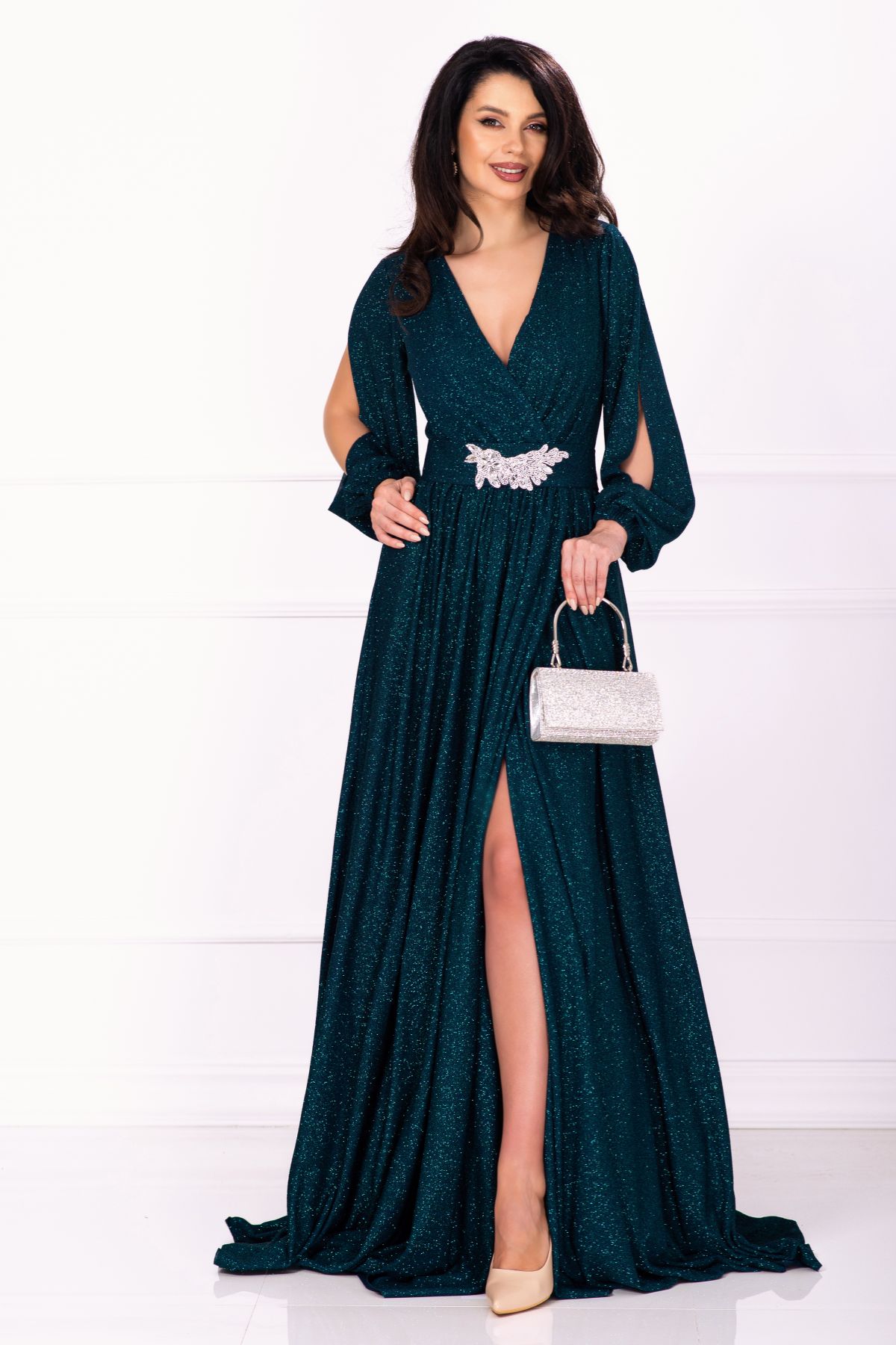 rochie-eleganta-chantal-din-lurex-verde-lunga-cu-sclipici_75660