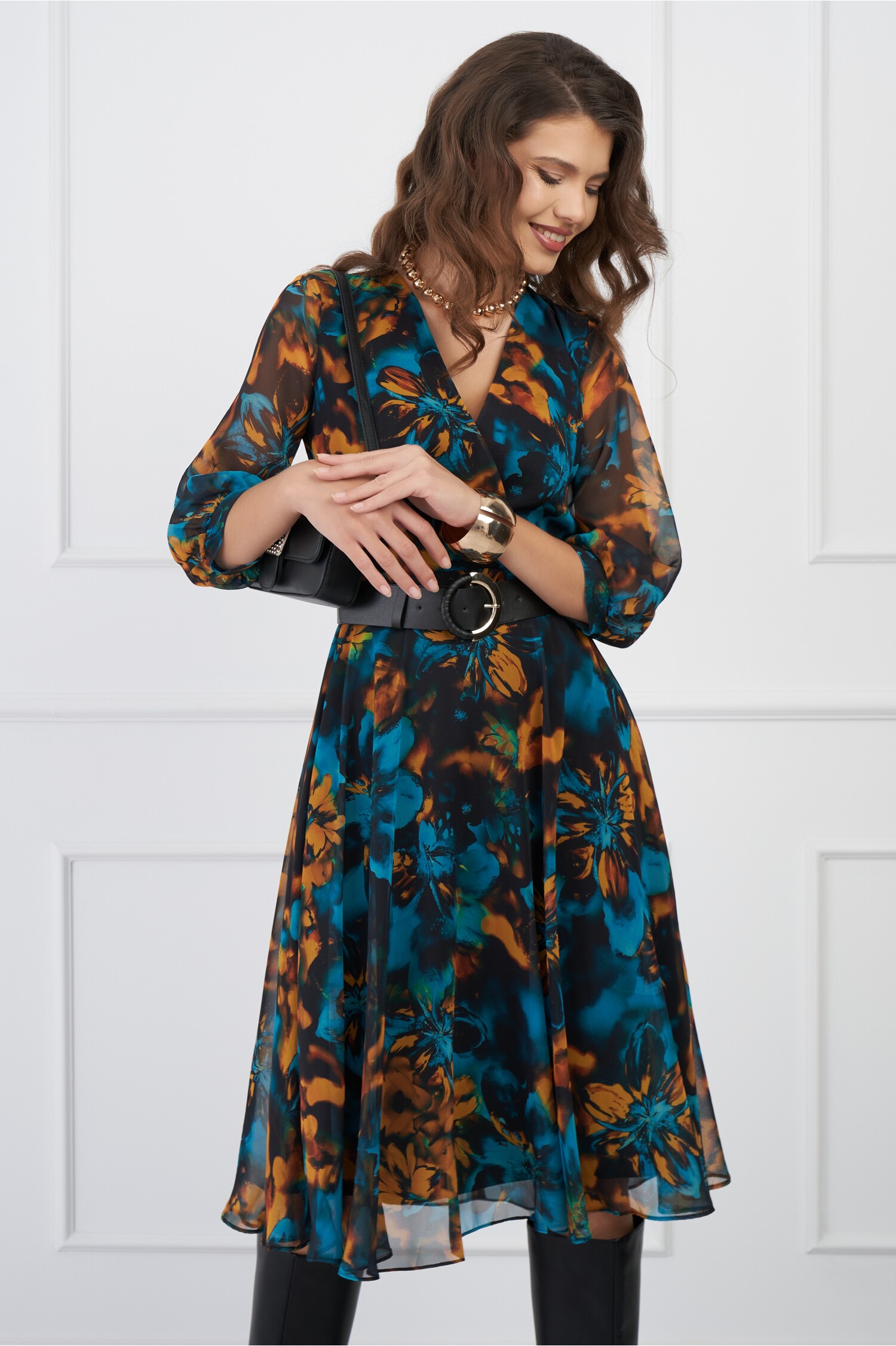rochie-eliada-turcoaz-cu-imprimeu-galben-si-curea-in-talie-1322852-1071503-4
