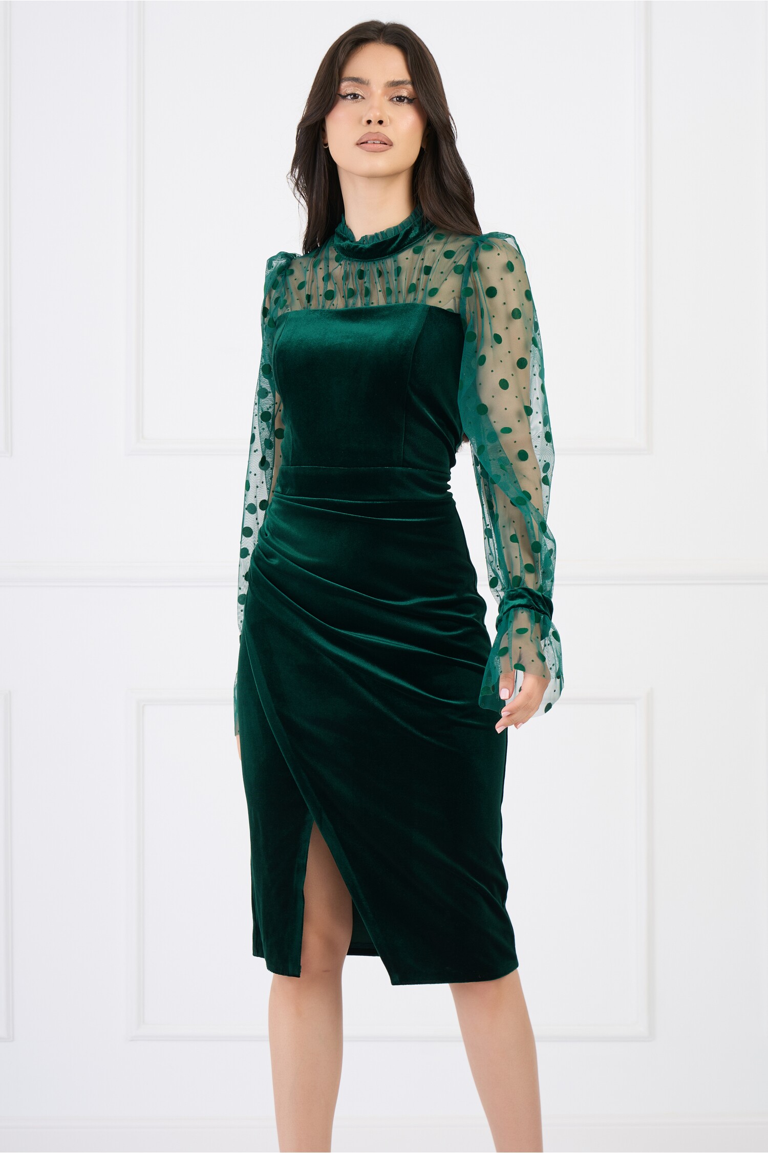 rochie-ella-collection-adena-eleganta-din-catifea-verde-cu-tull-si-buline-pe-maneci-1336322-1083950-4