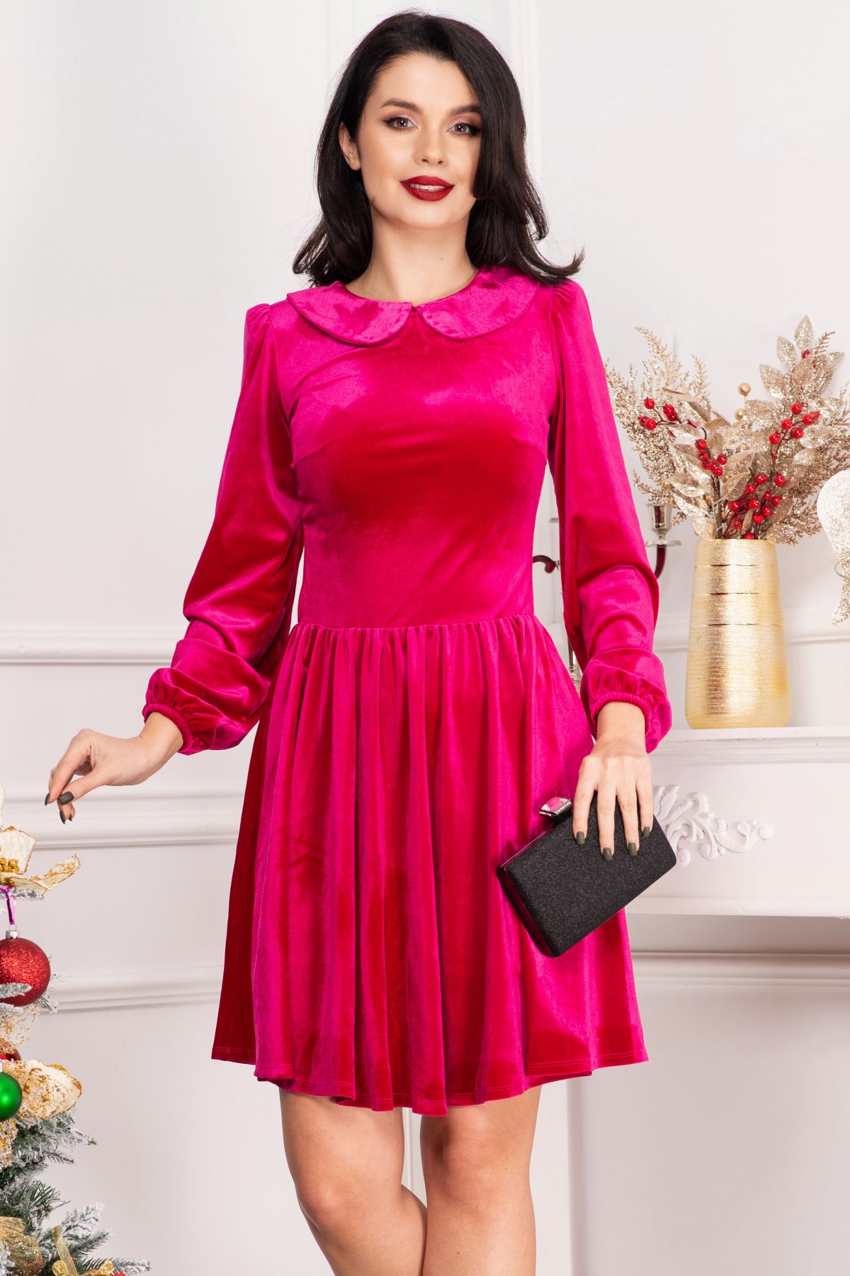 rochie-fucsia-din-catifea-fiolla-in-clos-cu-guler_71880