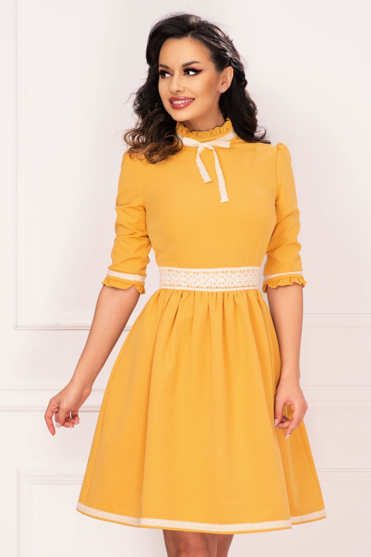 rochie-inpuff-eleganta-mustar-in-clos-cu-broderie-si-guler-inalt_66046