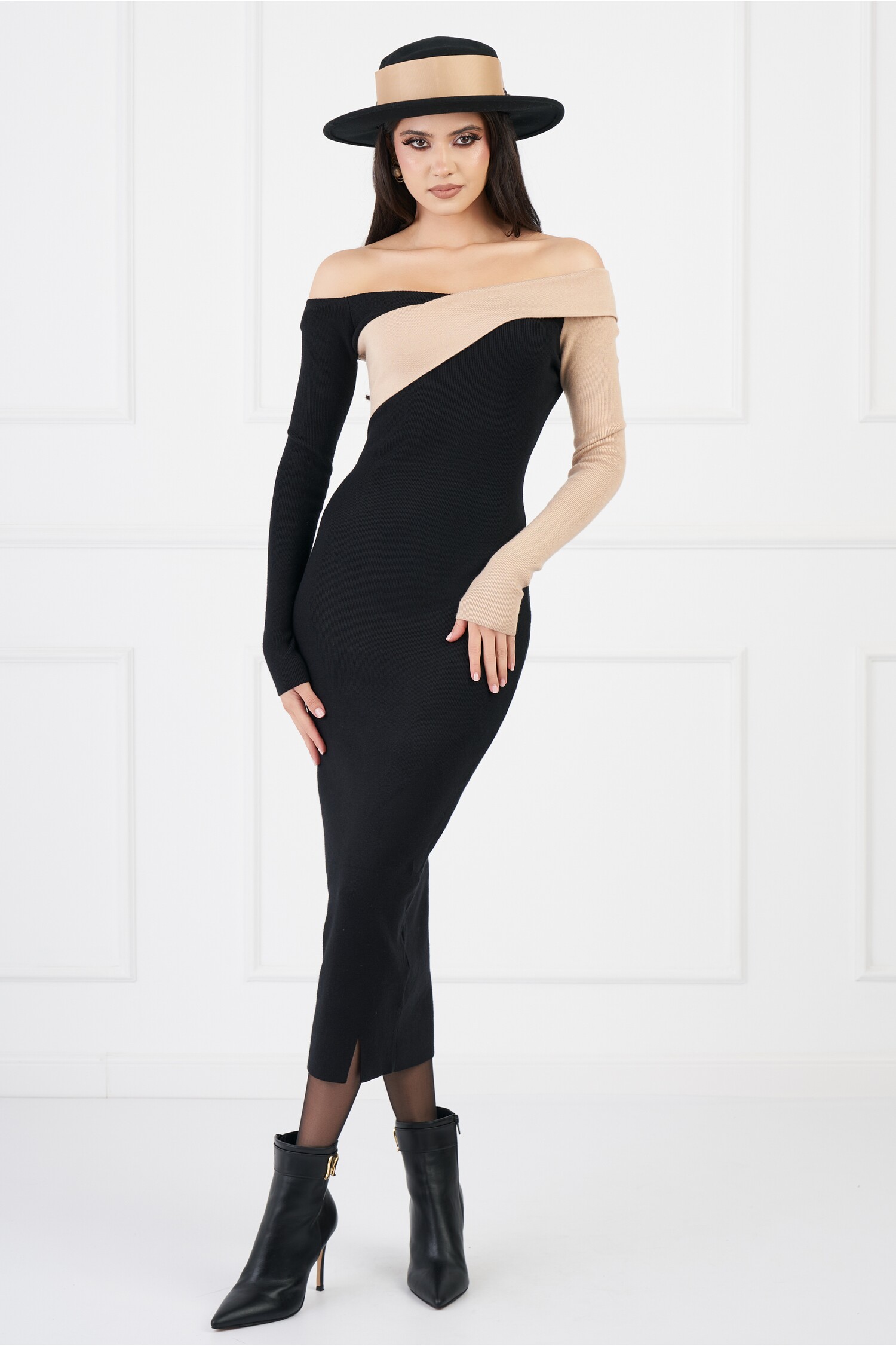 rochie-isabela-neagra-cu-bej-din-tricot-1330562-1077146-4