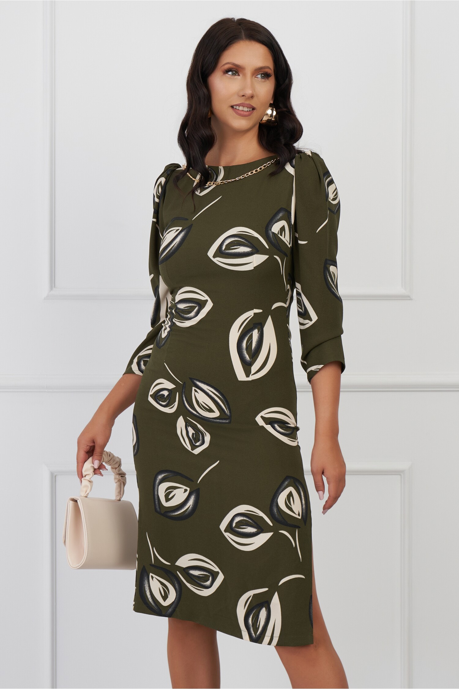 rochie-mara-kaki-cu-imprimeuri-bej-si-aplicatie-tip-lant-1321181-1070063-4