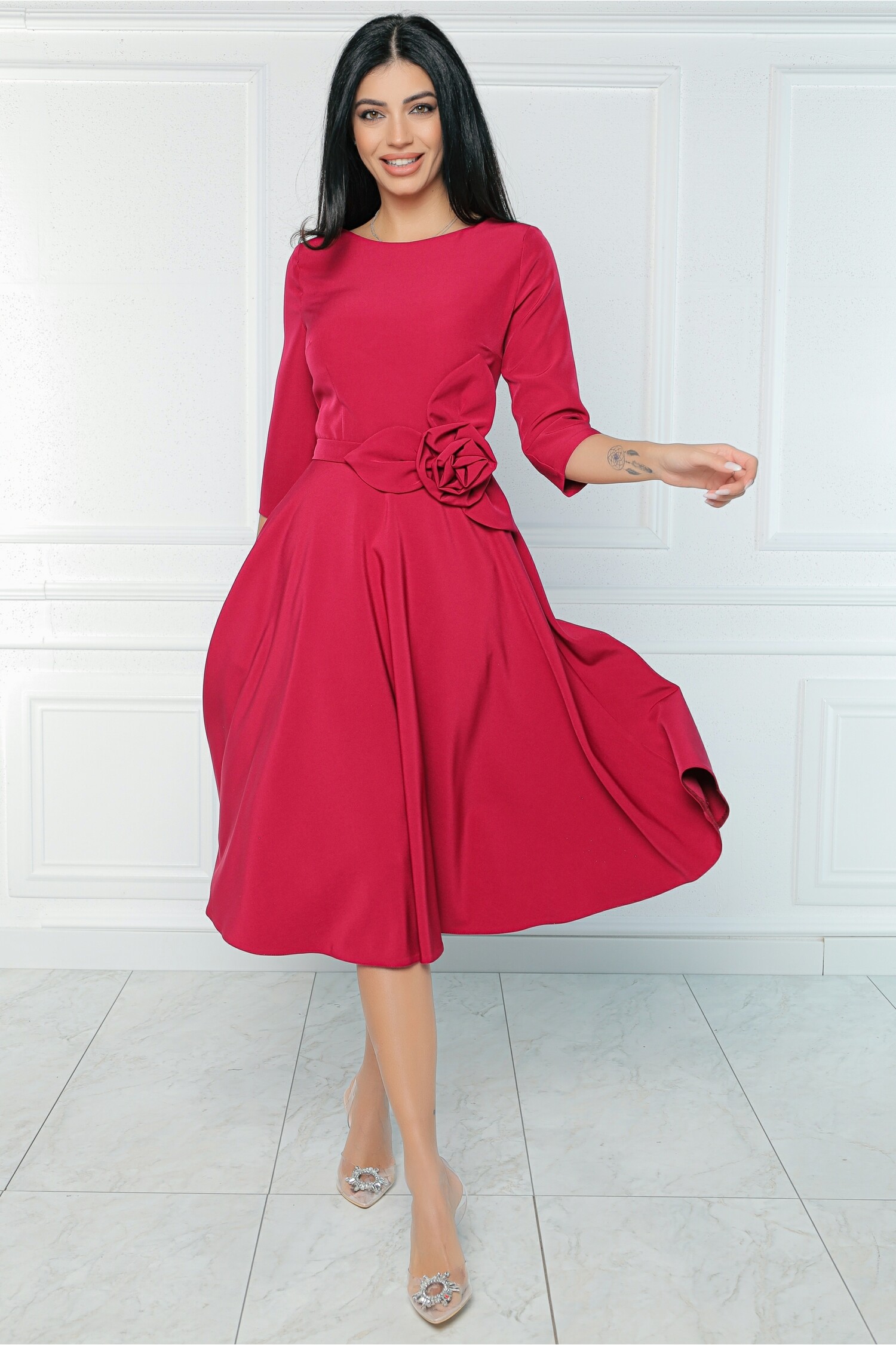 rochie-mbg-office-din-stofa-magenta-cu-floare-in-talie-1338275-1083629-4
