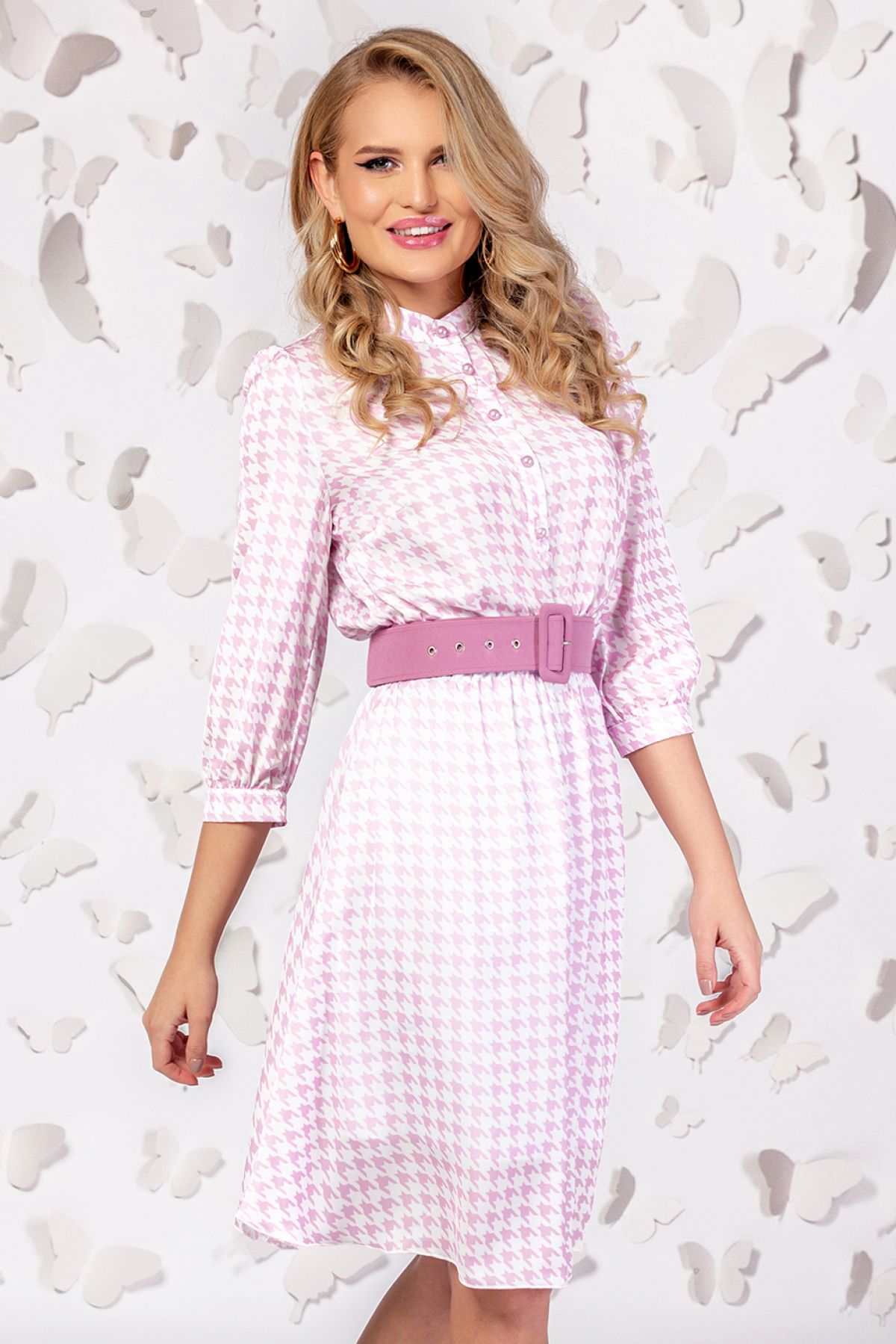 rochie-roz-cu-imprimeu-pepit-44650