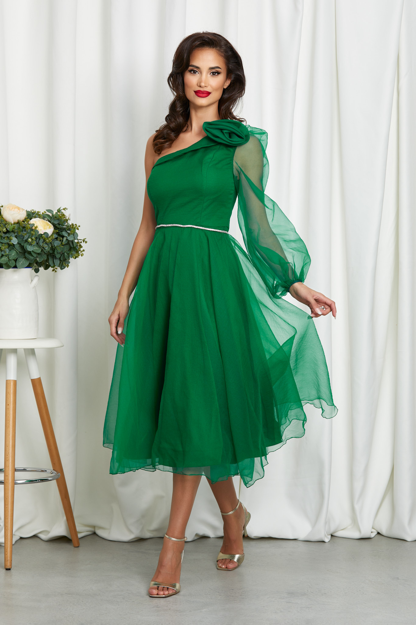 rochie_midi_de_ocazie_verde_cu_o_maneca_3_