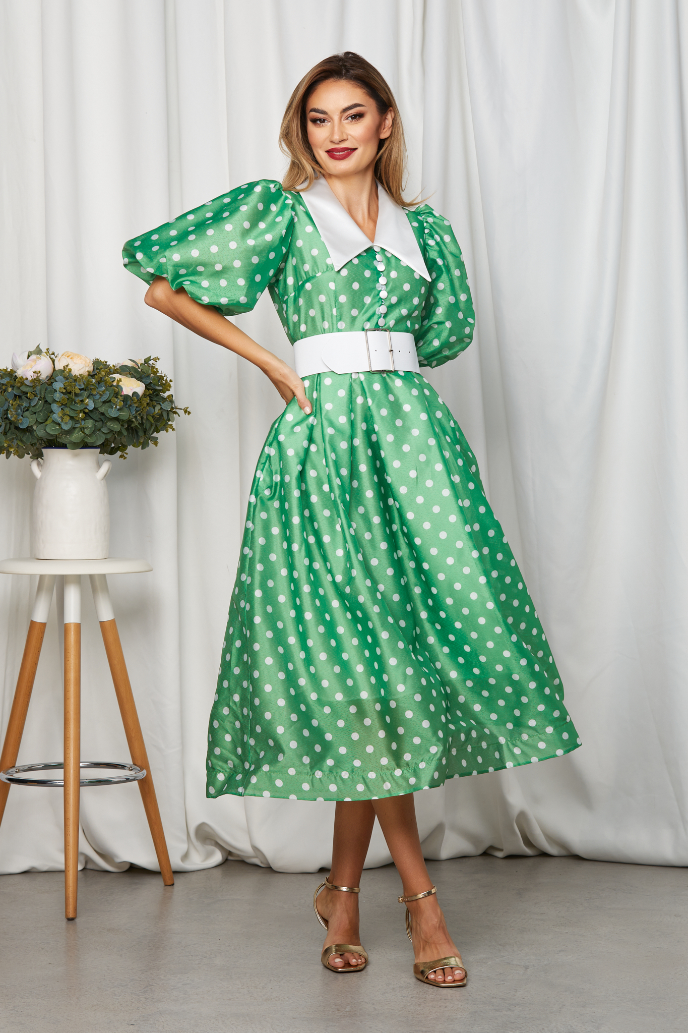 rochie_midi_eleganta_verde_cu_buline_3__4