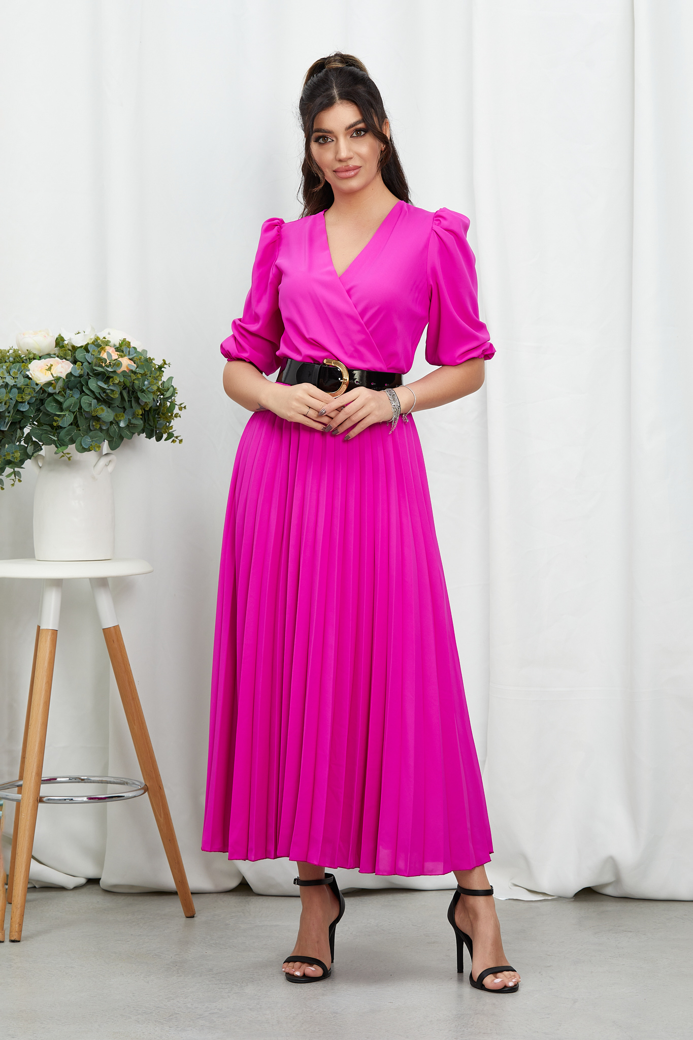 rochie_midi_fucsia_cu_maneci_trei_sferturi_2_
