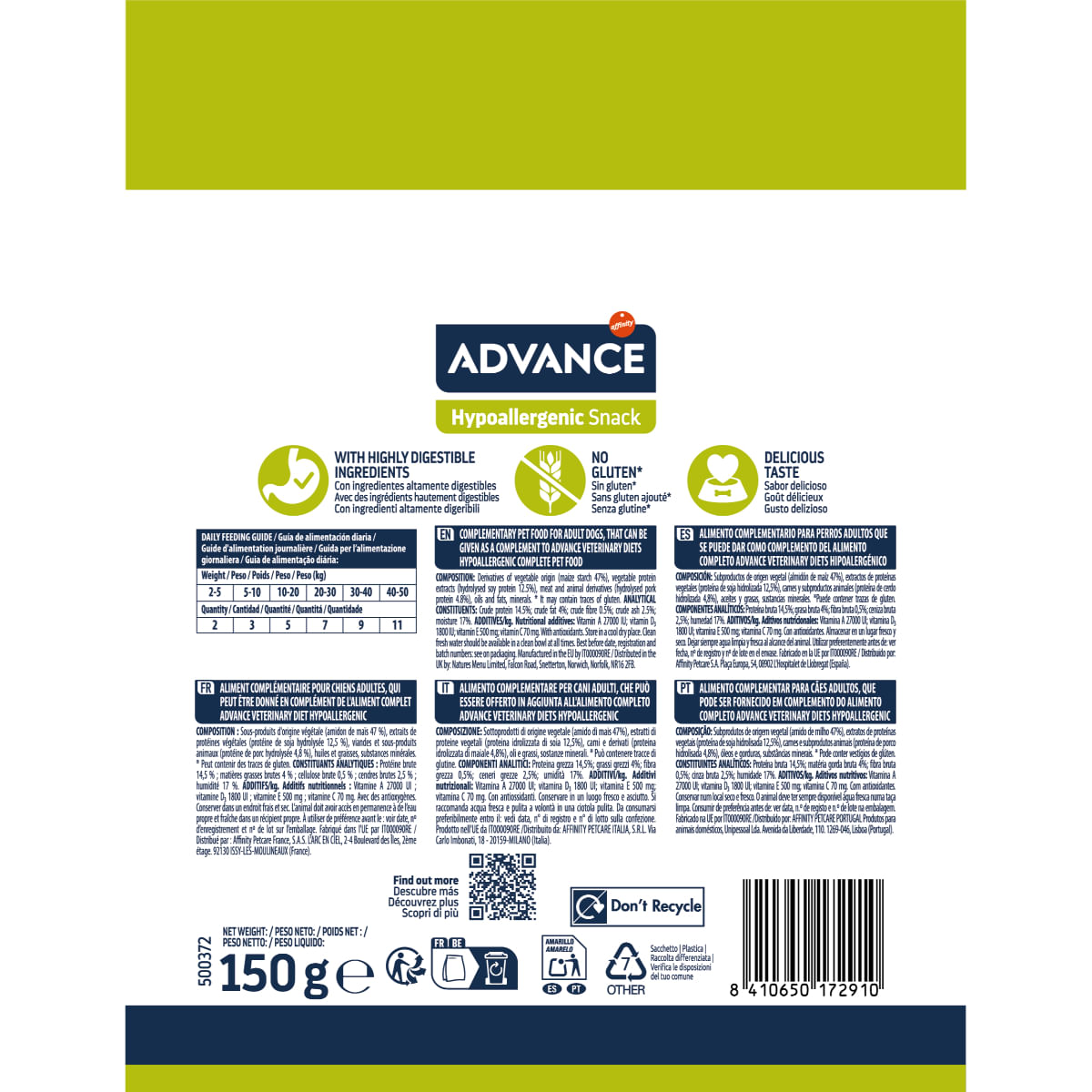 ADVANCE-Hypoallergenic-Snack-XS-XL-punguta-recompense-caini-alergii-150g-3