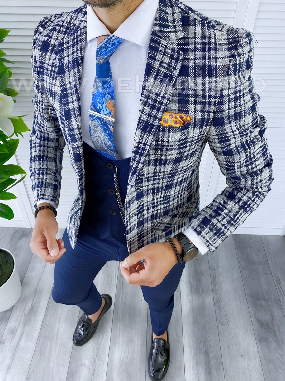 B5293-sacou-barbati-elegant-in-carouri-slim-fit-online-zara-Mansfield-haine-barbati