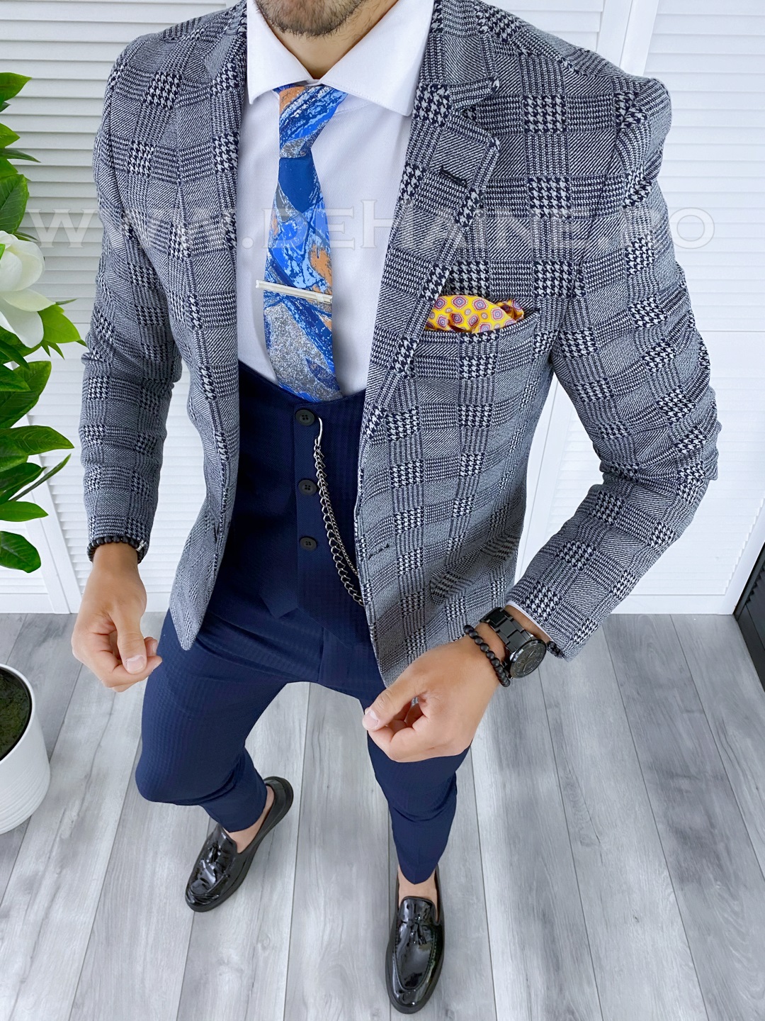 B5314-sacou-barbati-elegant-in-carouri-slim-fit-online-zara-Mansfield-haine-barbati
