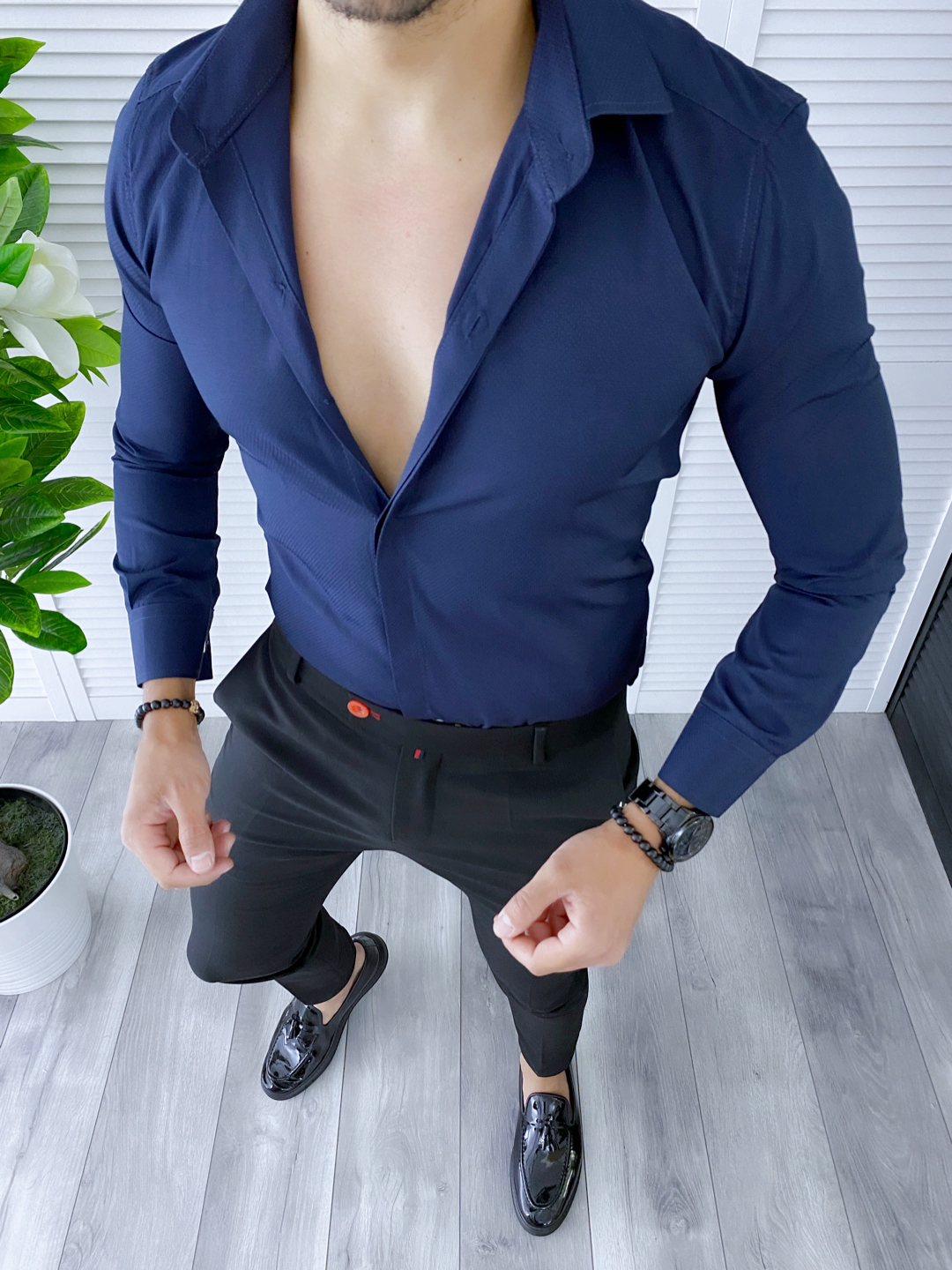 B5342-camasa-cu-butoni-barbati-slim-fit-bleumarin-online-zara-Carisma-haine-barbati-a