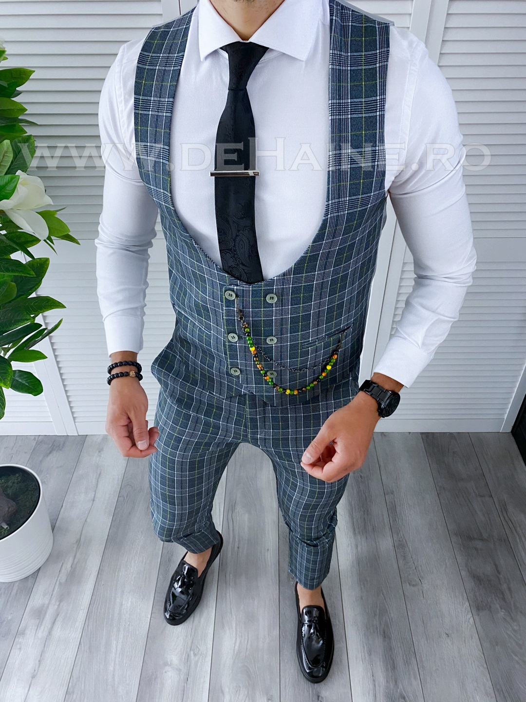 compleu-barbati-pantaloni-vesta-in-carouri-slim-fit-online-zara-Mansfield-B4159-haine-barbati-a