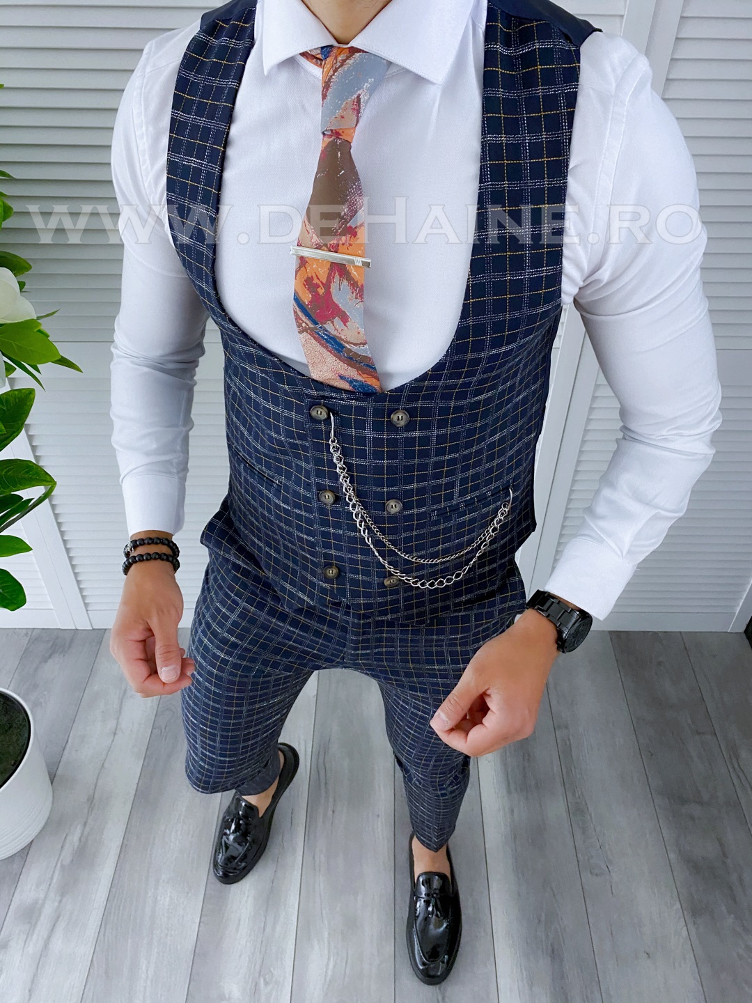 compleu-barbati-pantaloni-vesta-in-carouri-slim-fit-online-zara-Mansfield-B4186-haine-barbati-a