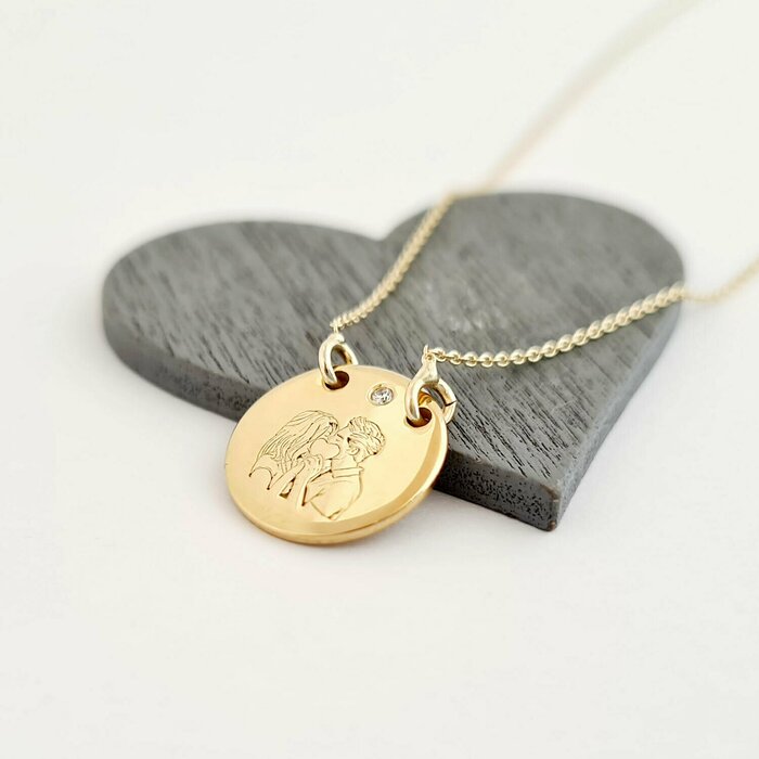 lantisor-personalizat-cu-diamant-natural-cuplu-sarut-dulce-banut-12-mm-aur-galben-14k-35876-4