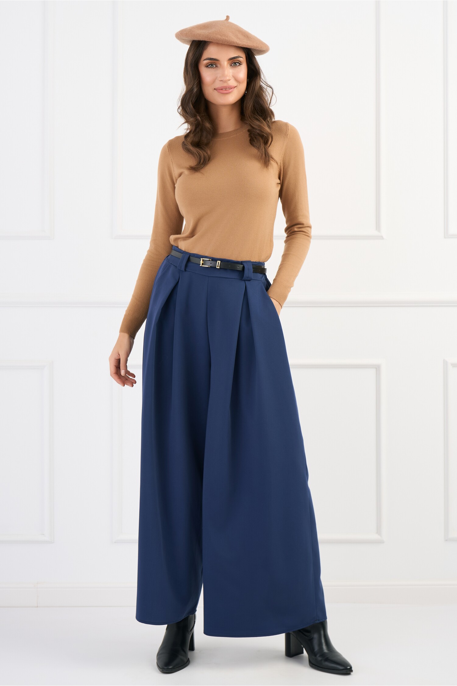pantaloni-office-din-stofa-albastri-cu-pliuri-si-curea-in-talie-1341530-1087325-4