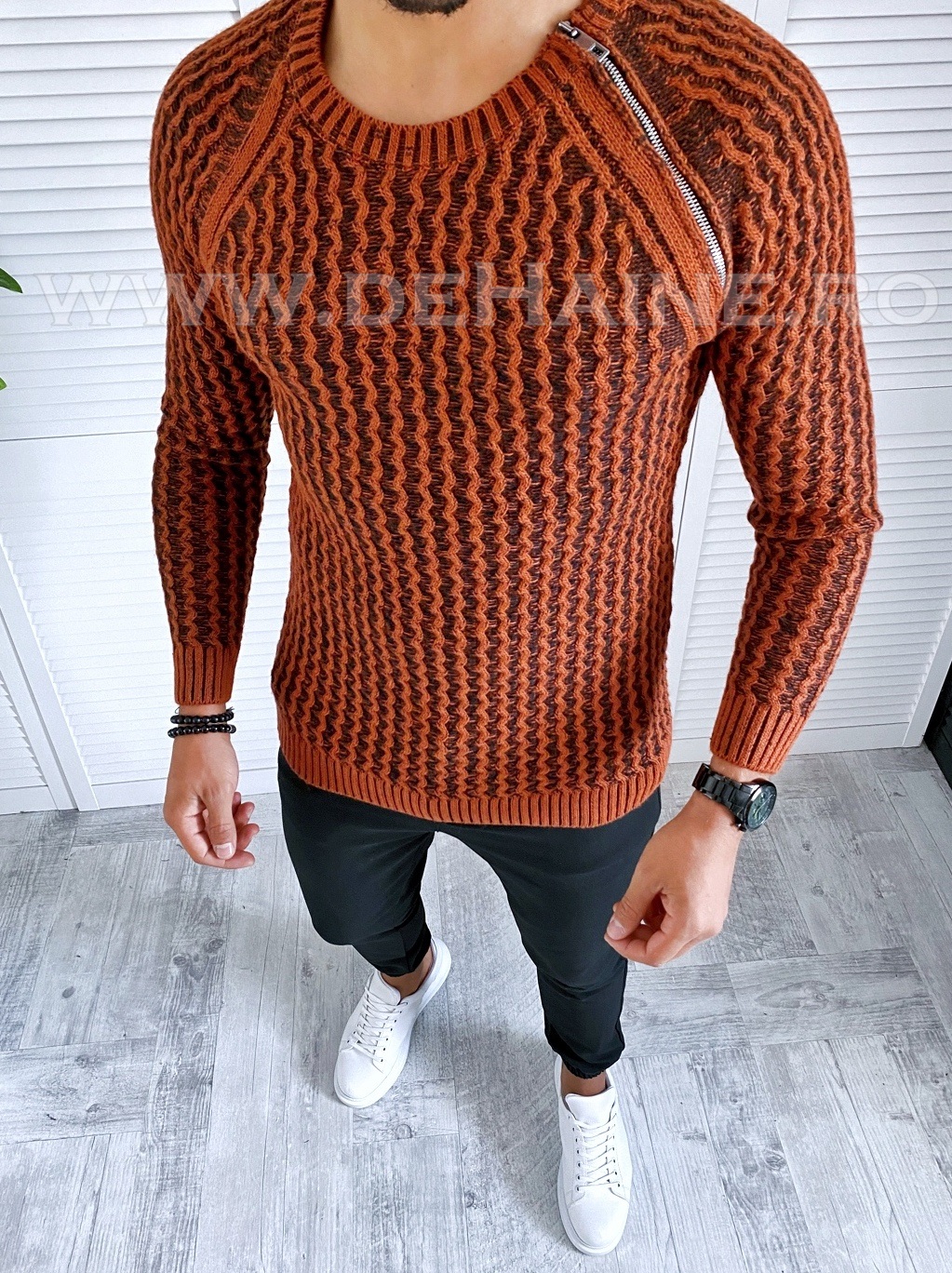 pulover-barbati-online-zara-Eksi1-T3711-maro