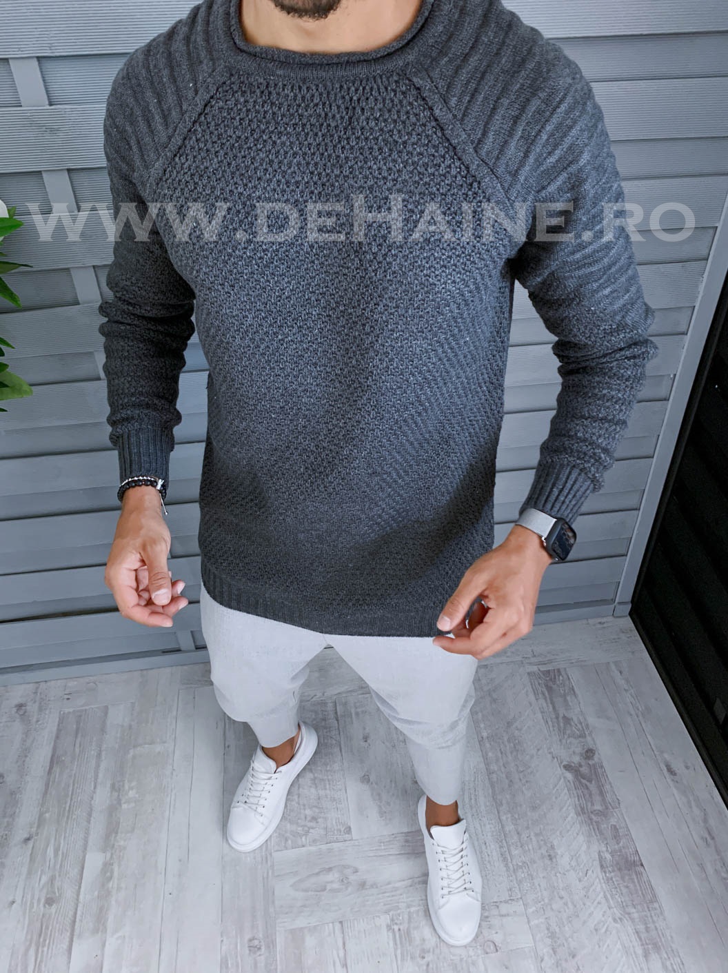 pulover-barbati-zara-online-Haze-B2056-gri-inchis