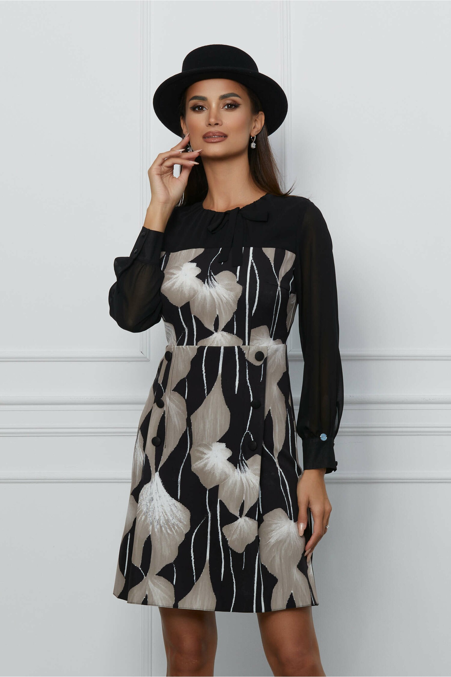 rochie-dy-fashion-neagra-cu-imprimeu-bej-si-maneci-din-voal-1240033-1006198-4