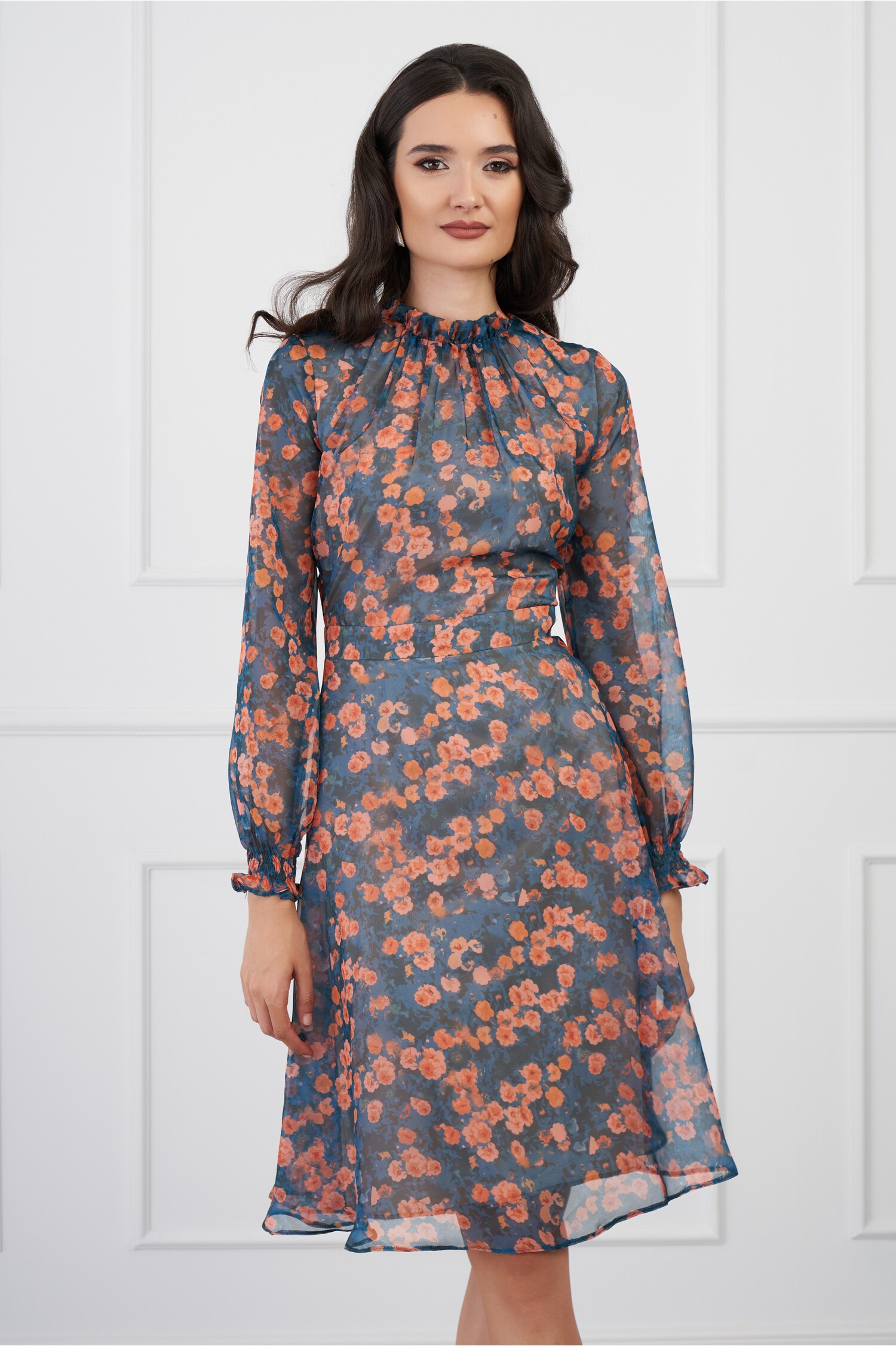 rochie-dy-fashion-verde-cu-imprimeuri-orange-si-guler-incretit-1317764-1067156-4