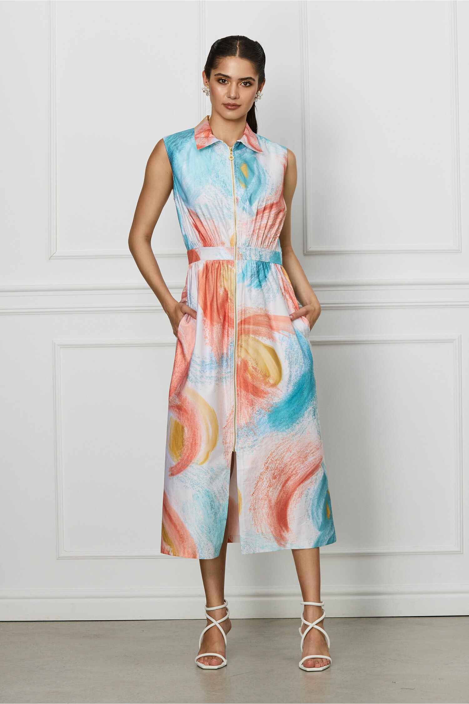 rochie-ivonne-turcoaz-cu-imprimeu-orange-si-fermoar-1304849-1057994-4