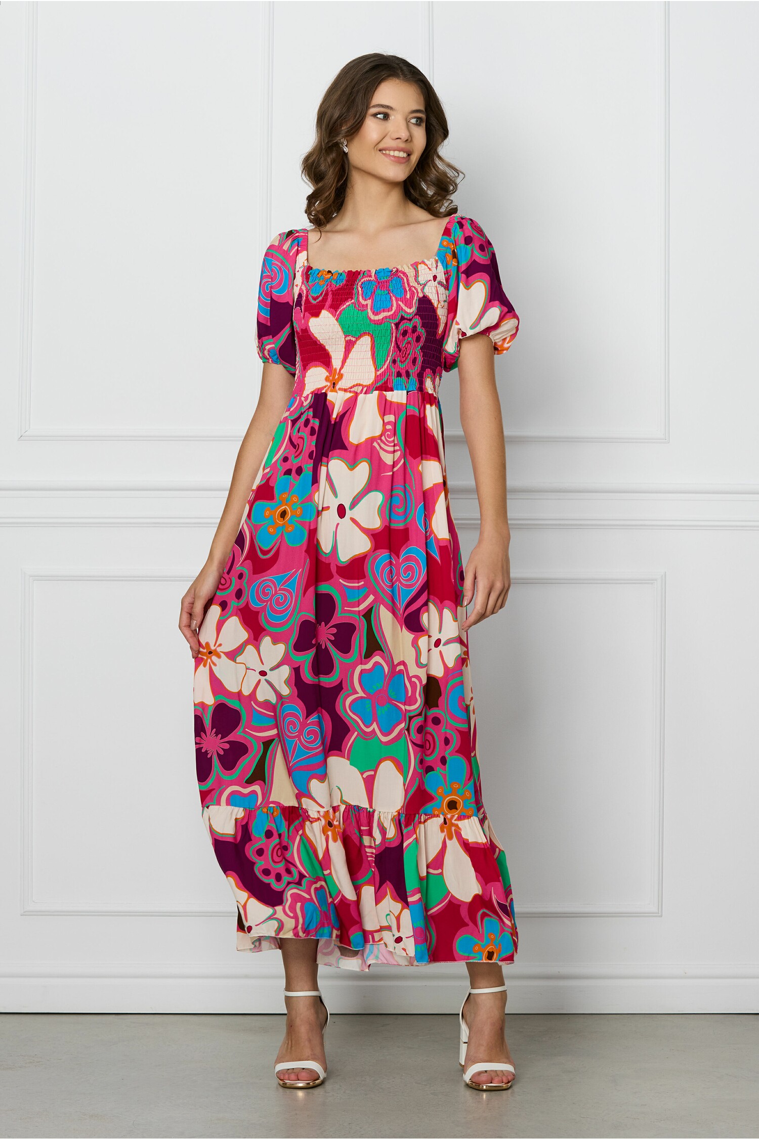 rochie-mira-fucsia-cu-imprimeuri-bej-si-elastic-la-bust-1309814-1061762-4