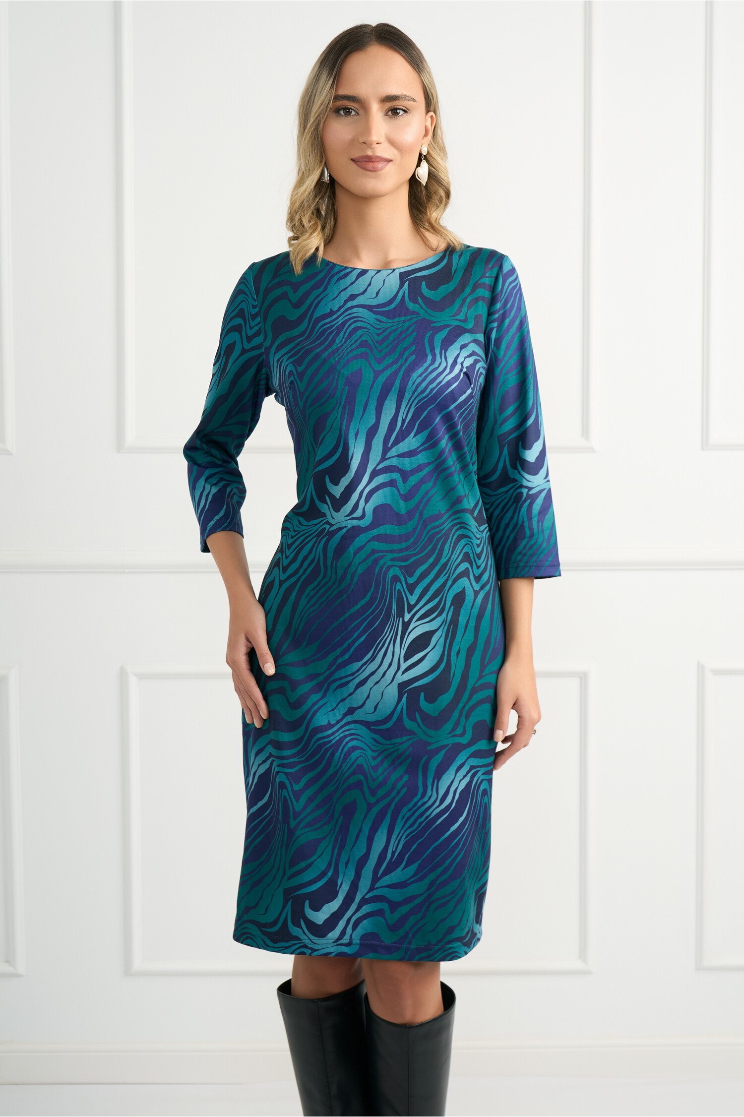 rochie-office-din-viscoza-bleumarin-cu-zebra-print-turcoaz-1341251-1088306-4