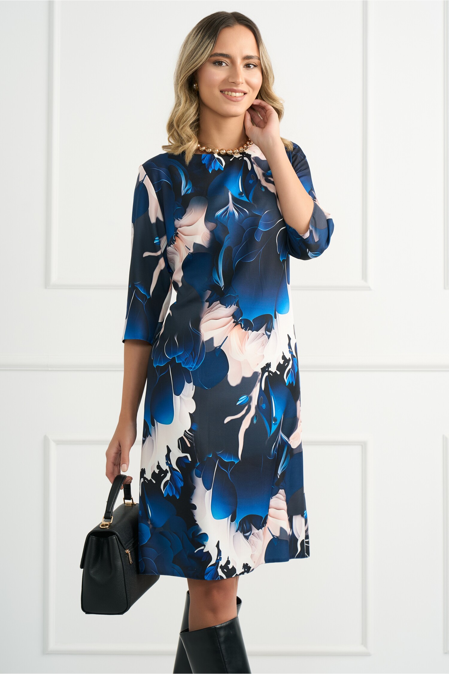 rochie-office-din-voal-satinat-bleumarin-cu-imprimeuri-bej-1341146-1088246-4
