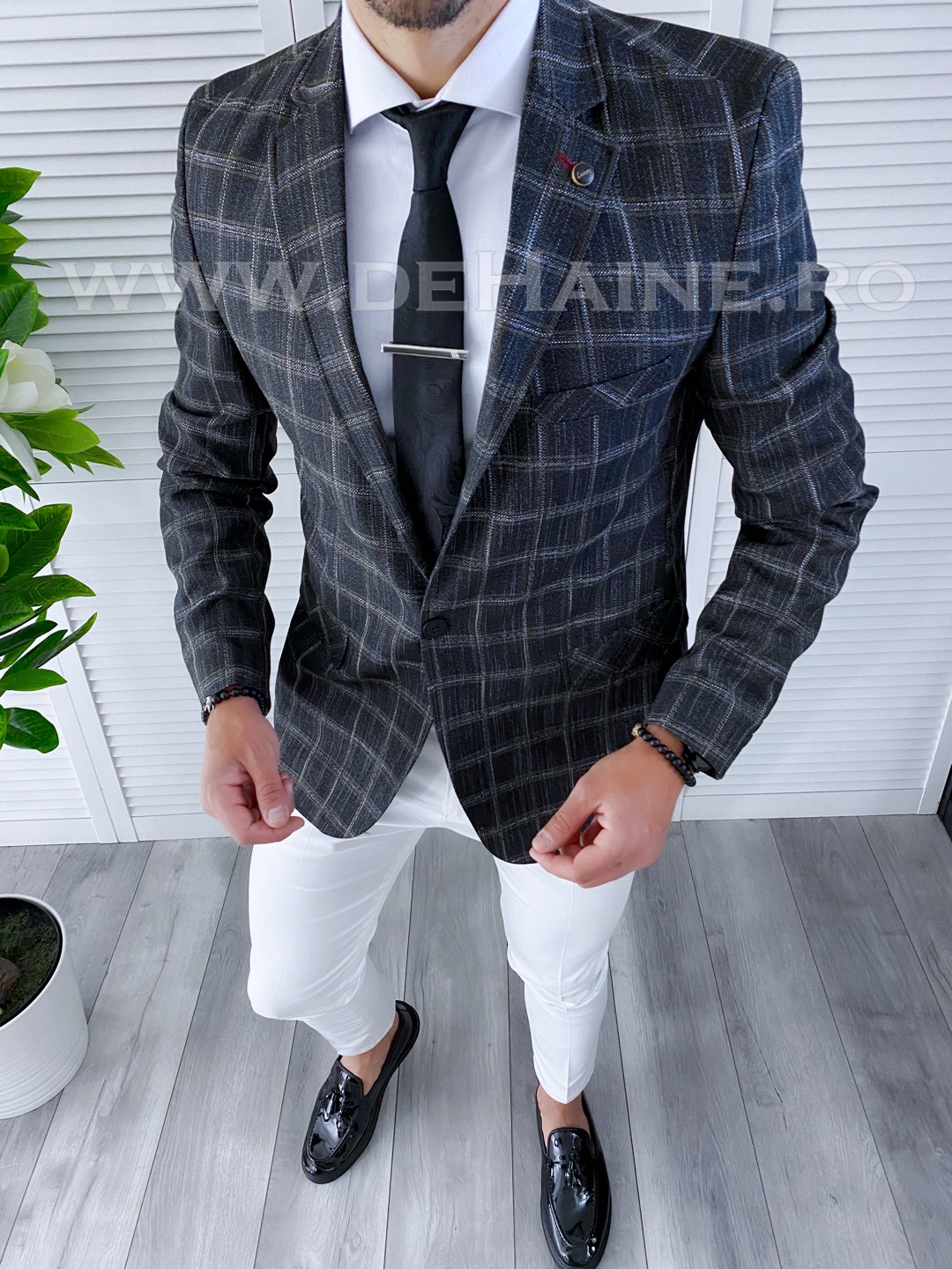 sacou-barbati-elegant-in-carouri-slim-fit-online-zara-Luisero-B4243-haine-barbati-a