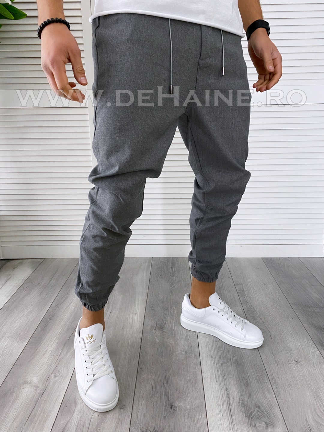 B2497-Pantaloni-casual-barbati-conici-gri-inchis-online-JR7-Man-haine-barbati-c