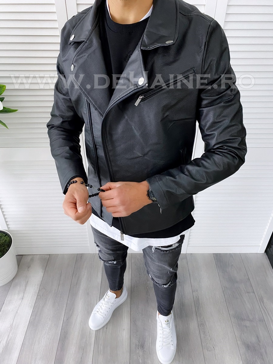 B7095-Geaca-de-piele-barbati-slim-fit-neagra-online-zara-dj-plus-haine-barbati-a