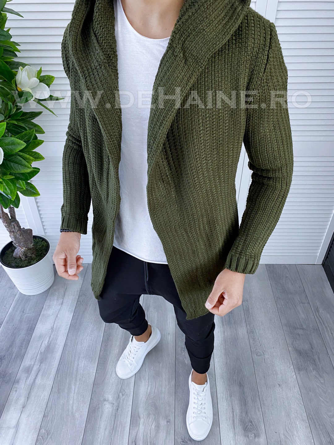 T3516-Cardigan-barbati-cu-gluga-slim-fit-kaki-online-zara-EKSI1-haine-barbati-b
