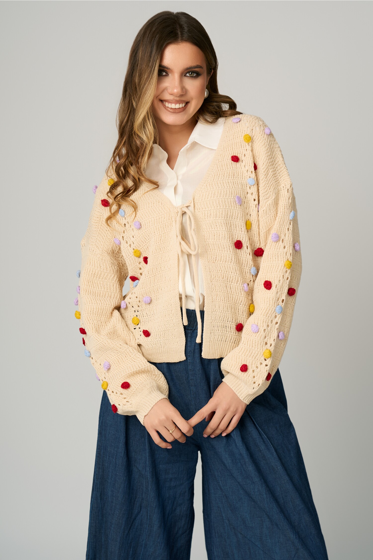 cardigan-casual-din-tricot-ivory-cu-ciucuri-colorati-1355618-1098041-4